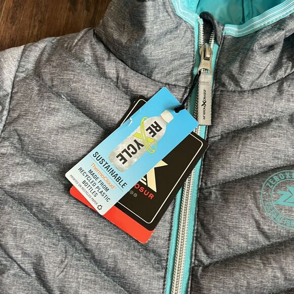 Puffer Jacket Coat Zero XPosur Kids 4/5 XS Winter Coat Gray Blue NWT - Picture 9 of 9